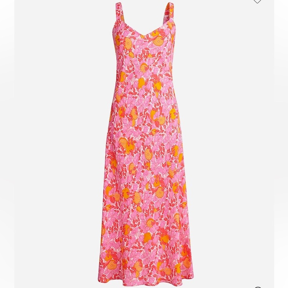 Gwyneth V-neck cupro-blend slip dress in pink limone print